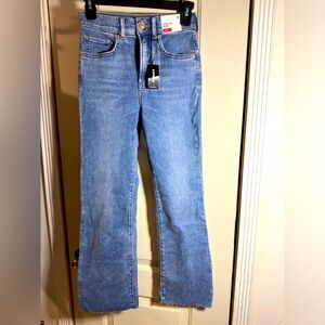 Express jeans, cropped flare high rise, size 0, color light blue